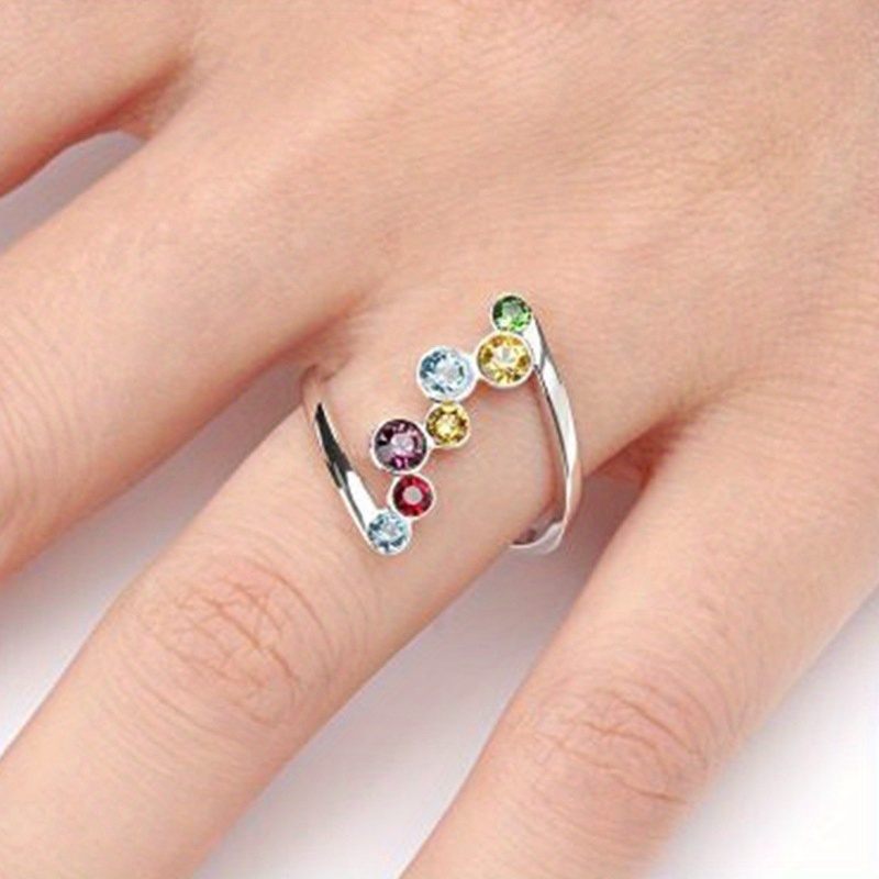 Multicolor Stone Inlay Statement Ring Unisex Party Jewelry